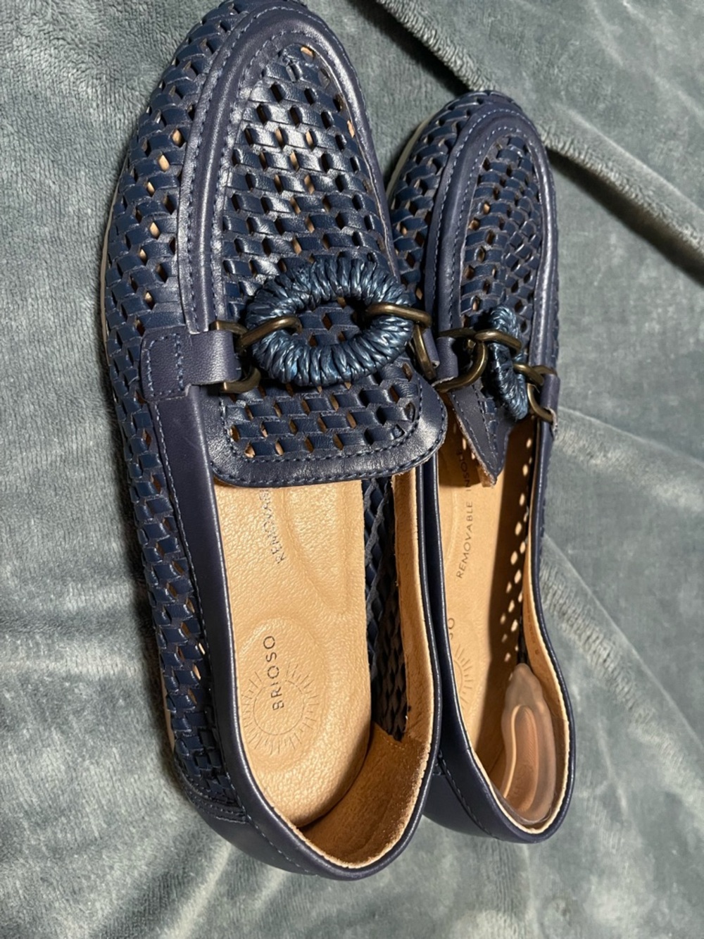 BRIOSO Presley Woven Leather Ornamented Loafers size 8